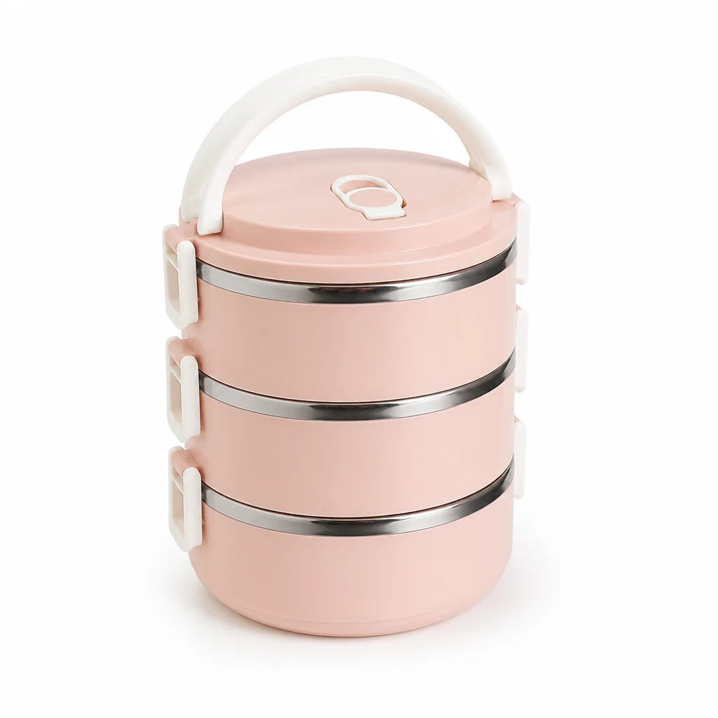 Stainless Steel Interior & Leak-Proof 3-Layer Lunch Box