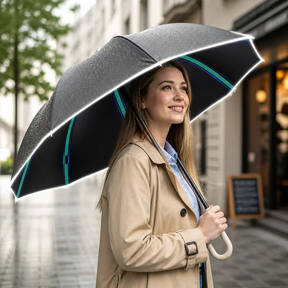 Automatic reversible windproof and reflective umbrella