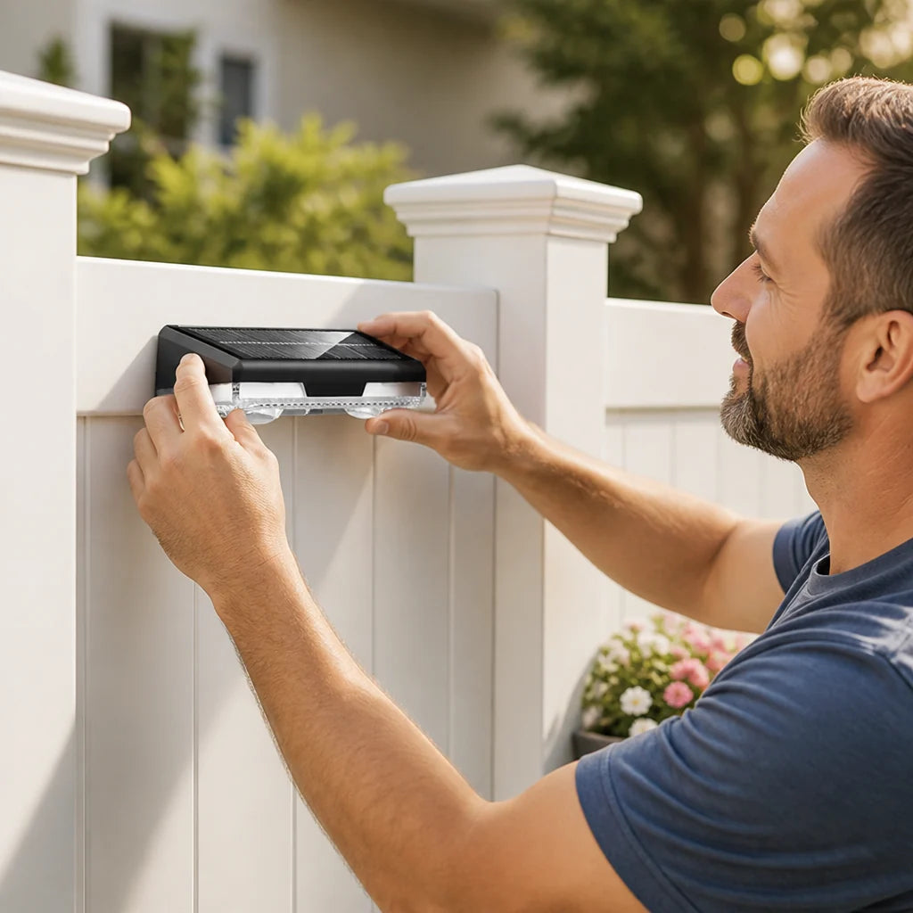 Solar-powered automatic dusk sensor multicolor fence post light
