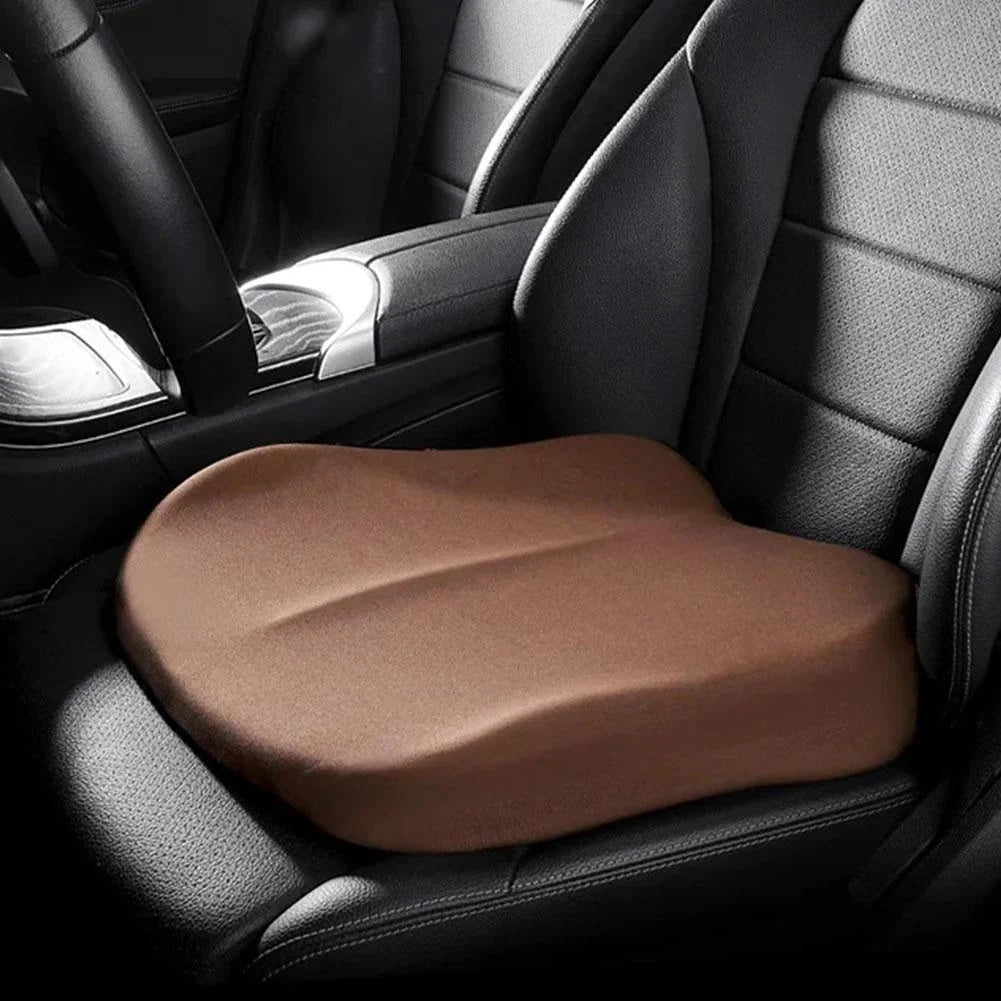 Car seat cushion with wedge shape and memory foam
