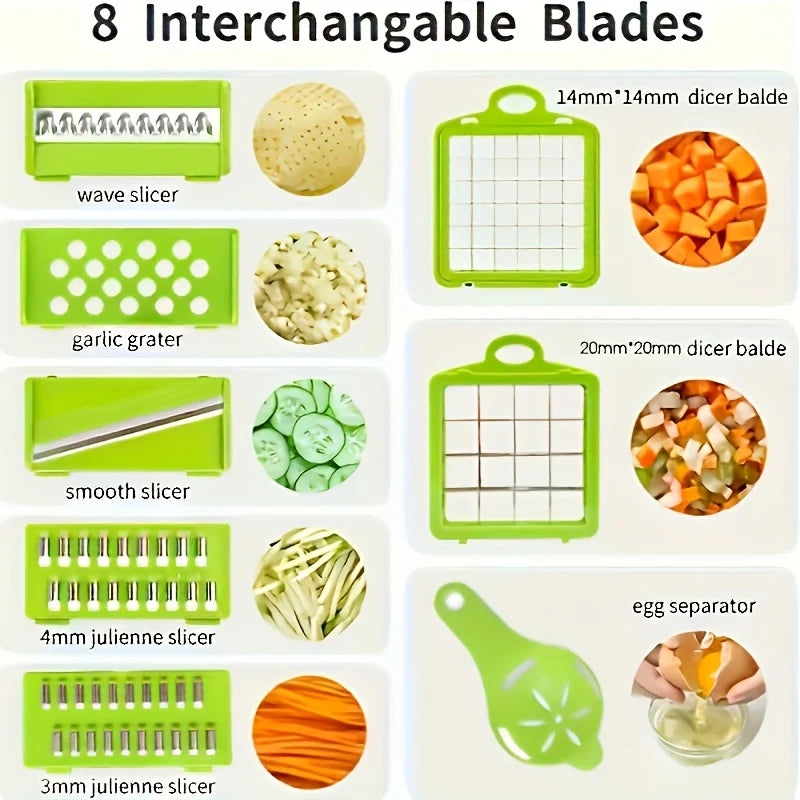 Multifunctional 16-in-1 Vegetable Cutter with Collection Container