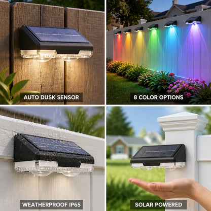 Solar-powered automatic dusk sensor multicolor fence post light