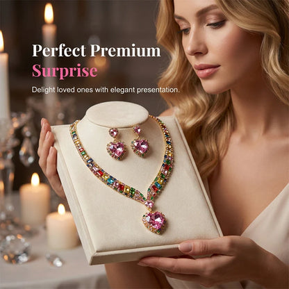Heart Jewelry Set with Necklace and Earrings