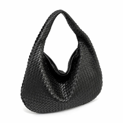 Braided Vegan Leather Laptop Shoulder Bag