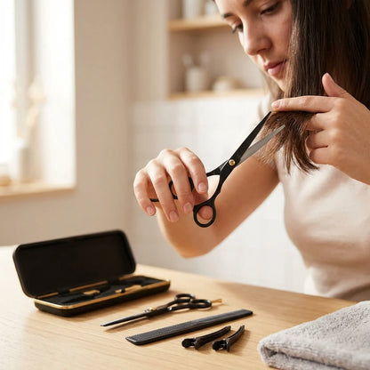 Stainless Steel Hair Scissors Set for Thinning and Cutting (Razor Comb & Case)