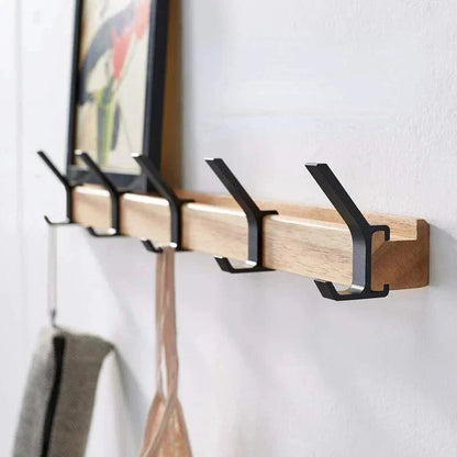 Wall-mounted coat rack with adjustable double hooks