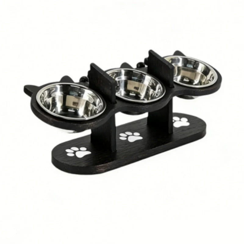 Ergonomic Feeding Bowl Stand with 3 Stainless Steel Bowls