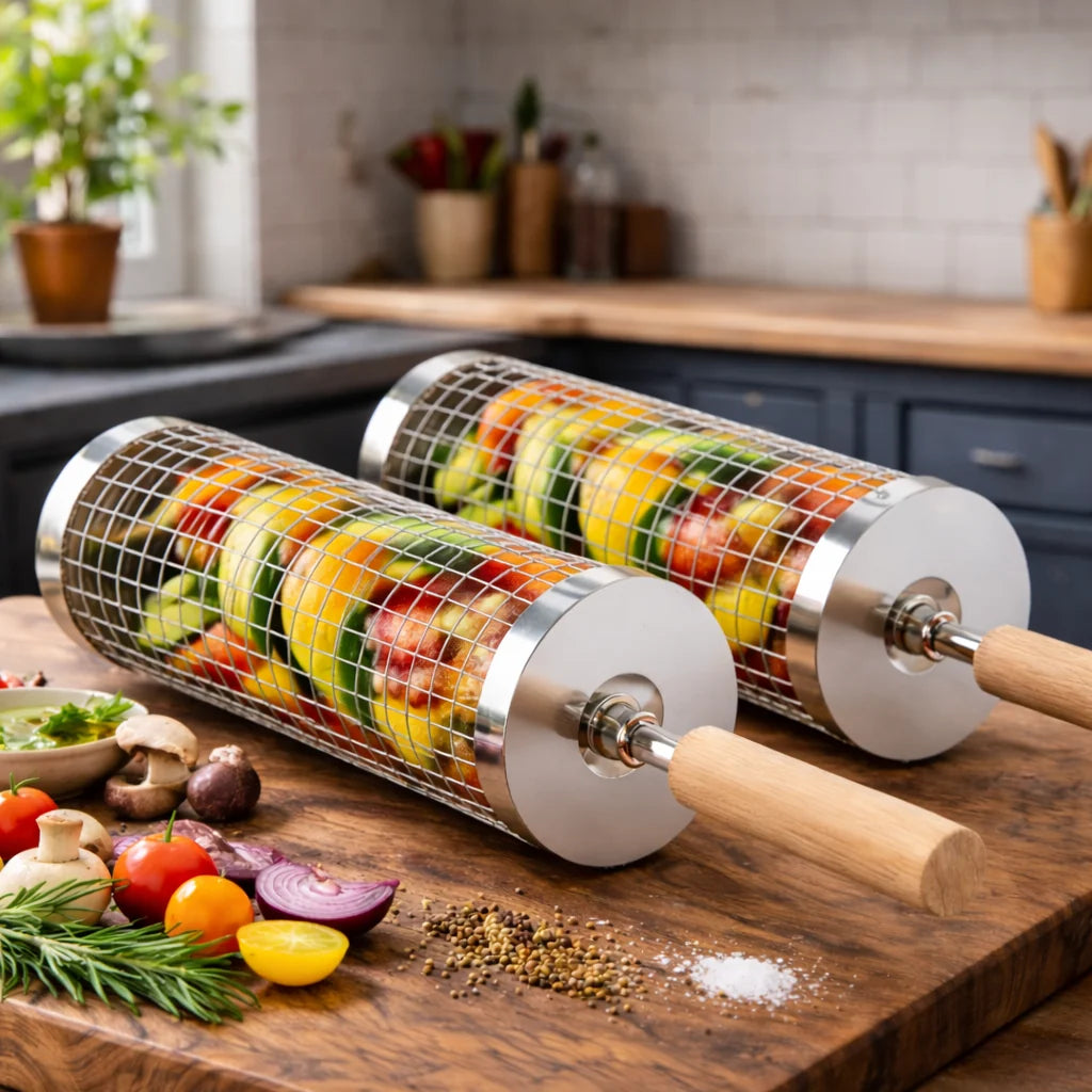 GrillEase™ Rolling Basket — Master the Grill and Enjoy Juicy, Perfectly Cooked Delicacies with Every Turn!