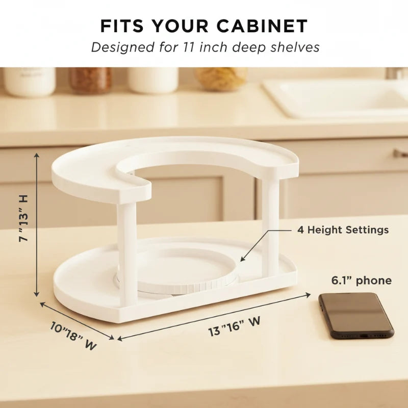 2-Tier Spice Rack Rotatable D-Shape