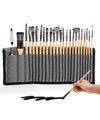 24-piece Brush Set with Roll Case and Palette Knife