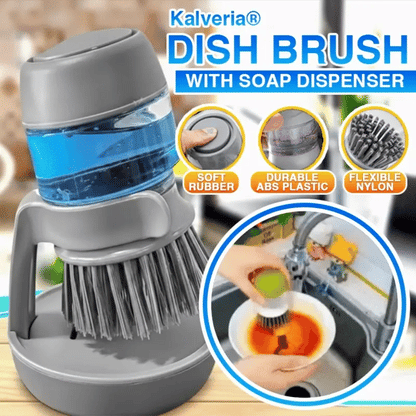 Dish brush with integrated soap dispenser
