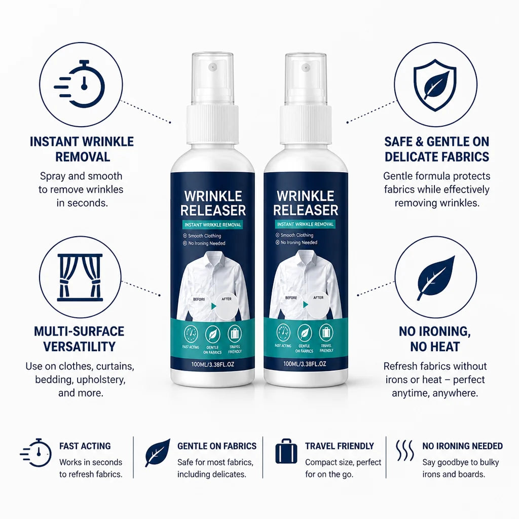 Instant Gentle Fabric Wrinkle Removal Spray (2 x 100 ml)