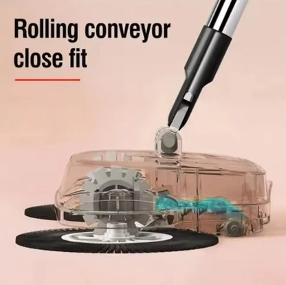Sweeper with 360° Rotating Brushes and Adjustable Handle