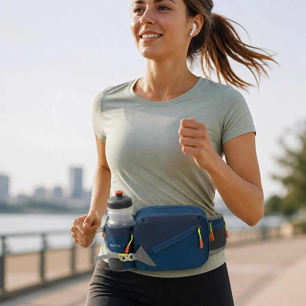 Ultralight Oxford Fabric Waist Pack for Running (with Bottle and Phone Pockets)