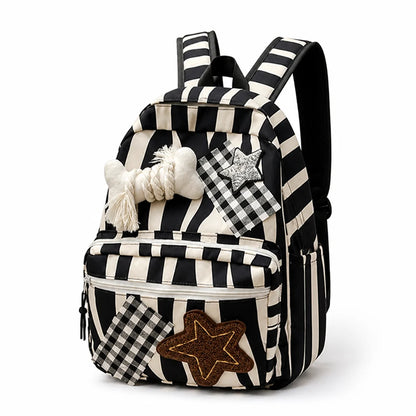 Star & Bone Appliqué Backpack with Multiple Pockets