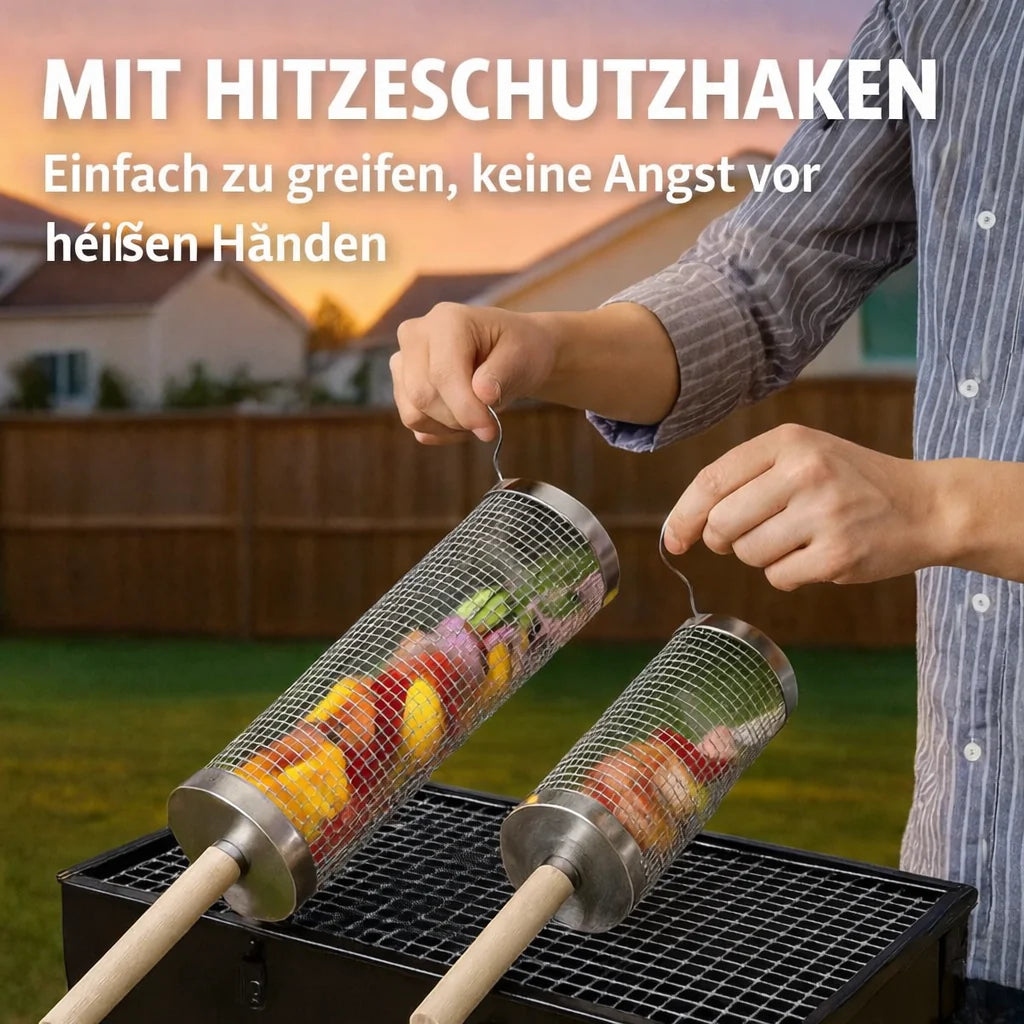 GrillEase™ Rolling Basket — Master the Grill and Enjoy Juicy, Perfectly Cooked Delicacies with Every Turn!