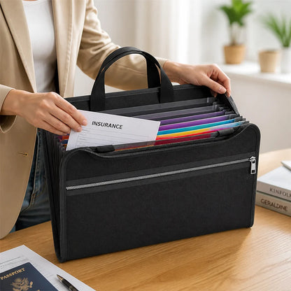 Fire and water-resistant expandable document folder (12 compartments)