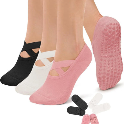 Pilates Socks with Non-Slip Grips – Set of 3