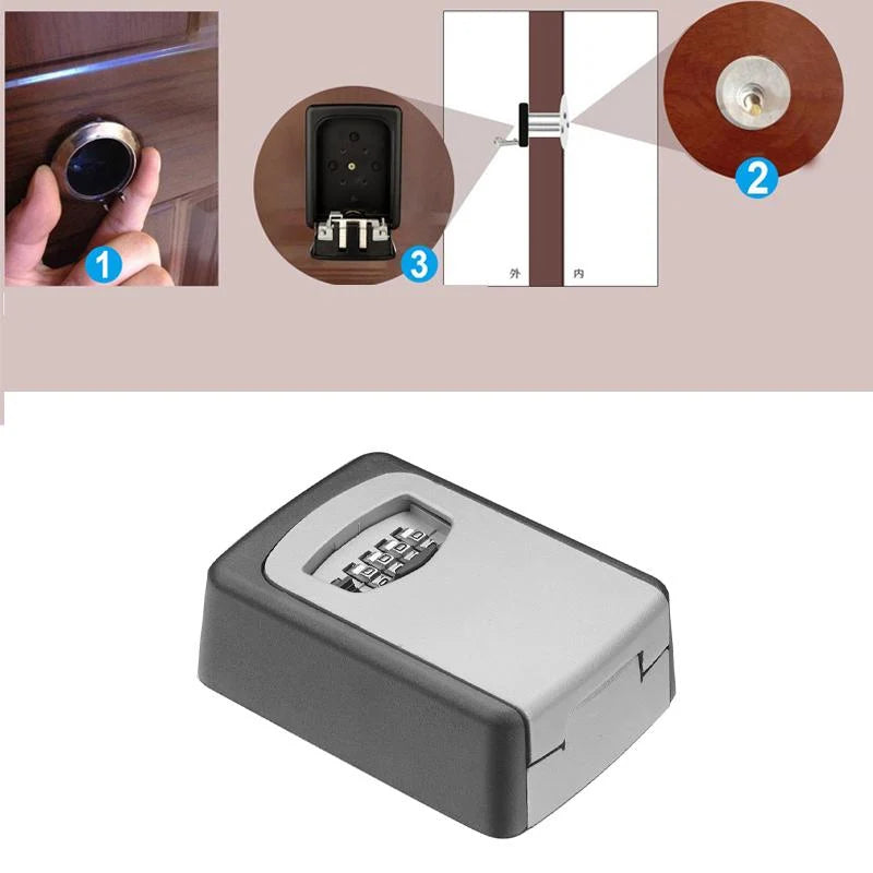 Wall-mounted key box with combination lock