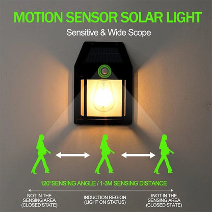 Solar wall light with motion sensor