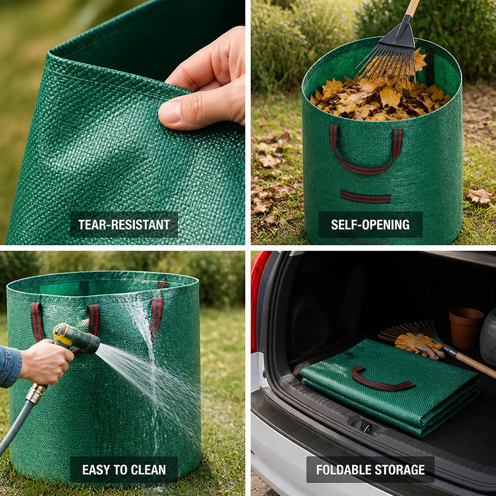 Tear-resistant self-opening foldable garden bag (up to 500L)