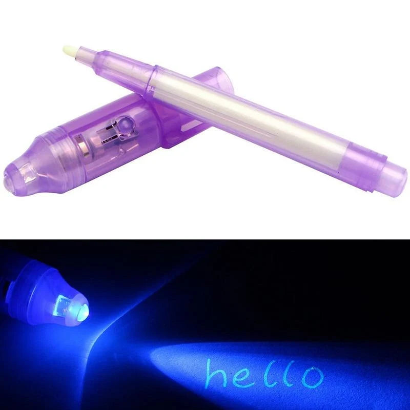 UV blacklight pen with invisible ink