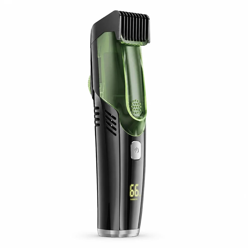 Integrated Vacuum USB-C Rechargeable Beard Trimmer (Adjustable Rotary Knob & 2 Combs)