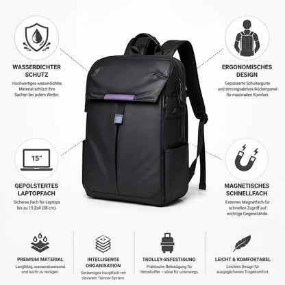 Waterproof Ergonomic Padded Laptop Backpack (Fits 15 Inch / 38 cm)