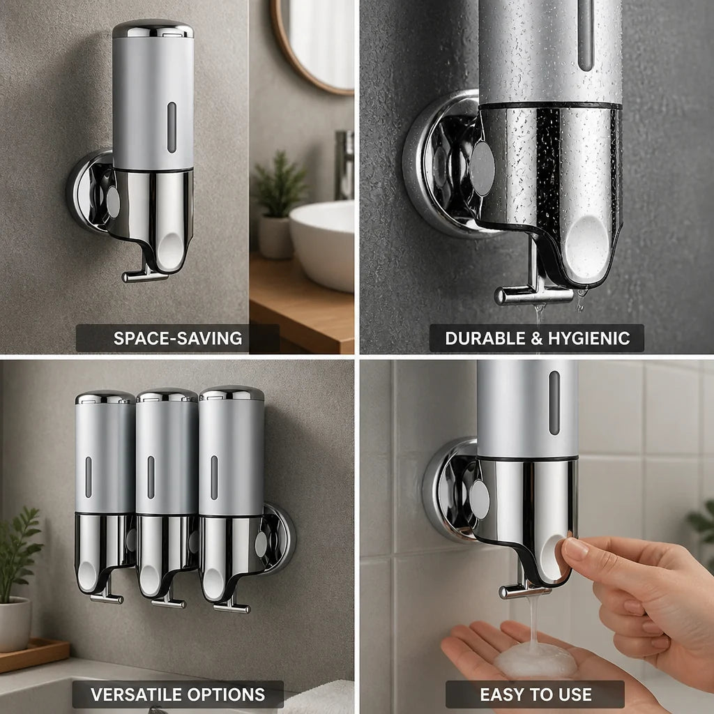 Space-saving stainless steel wall-mounted soap dispenser (500ml)