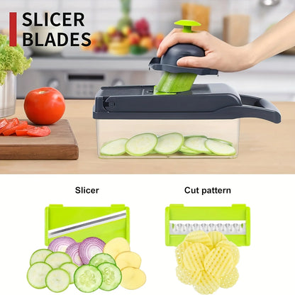 Multifunctional 16-in-1 Vegetable Cutter with Collection Container