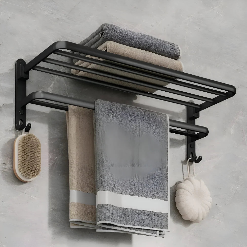 Towel Holder with Hook – 50 cm Black