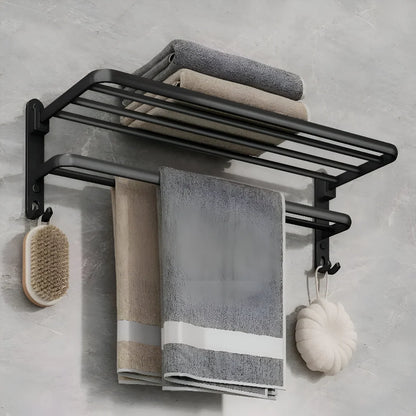 Towel Holder with Hook – 50 cm Black