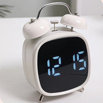 Digital alarm clock with classic twin bell