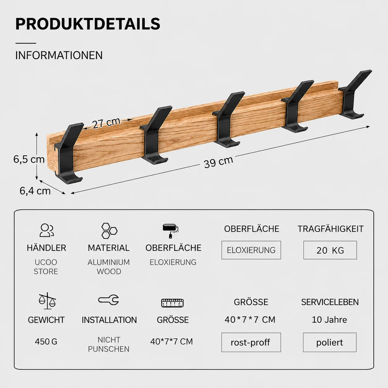 Wall-mounted coat rack with adjustable double hooks
