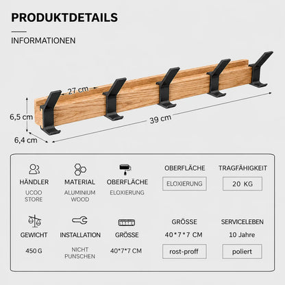 Wall-mounted coat rack with adjustable double hooks