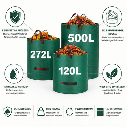 Tear-resistant self-opening foldable garden bag (up to 500L)