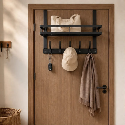 Door Shelf Without Drilling – Basket & Hooks