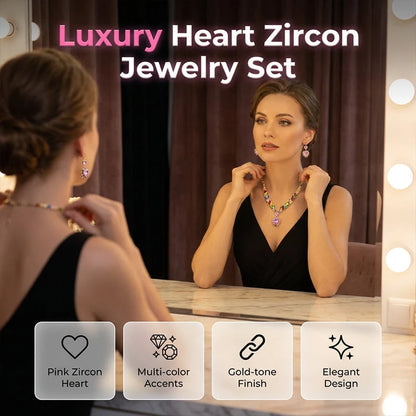 Heart Jewelry Set with Necklace and Earrings