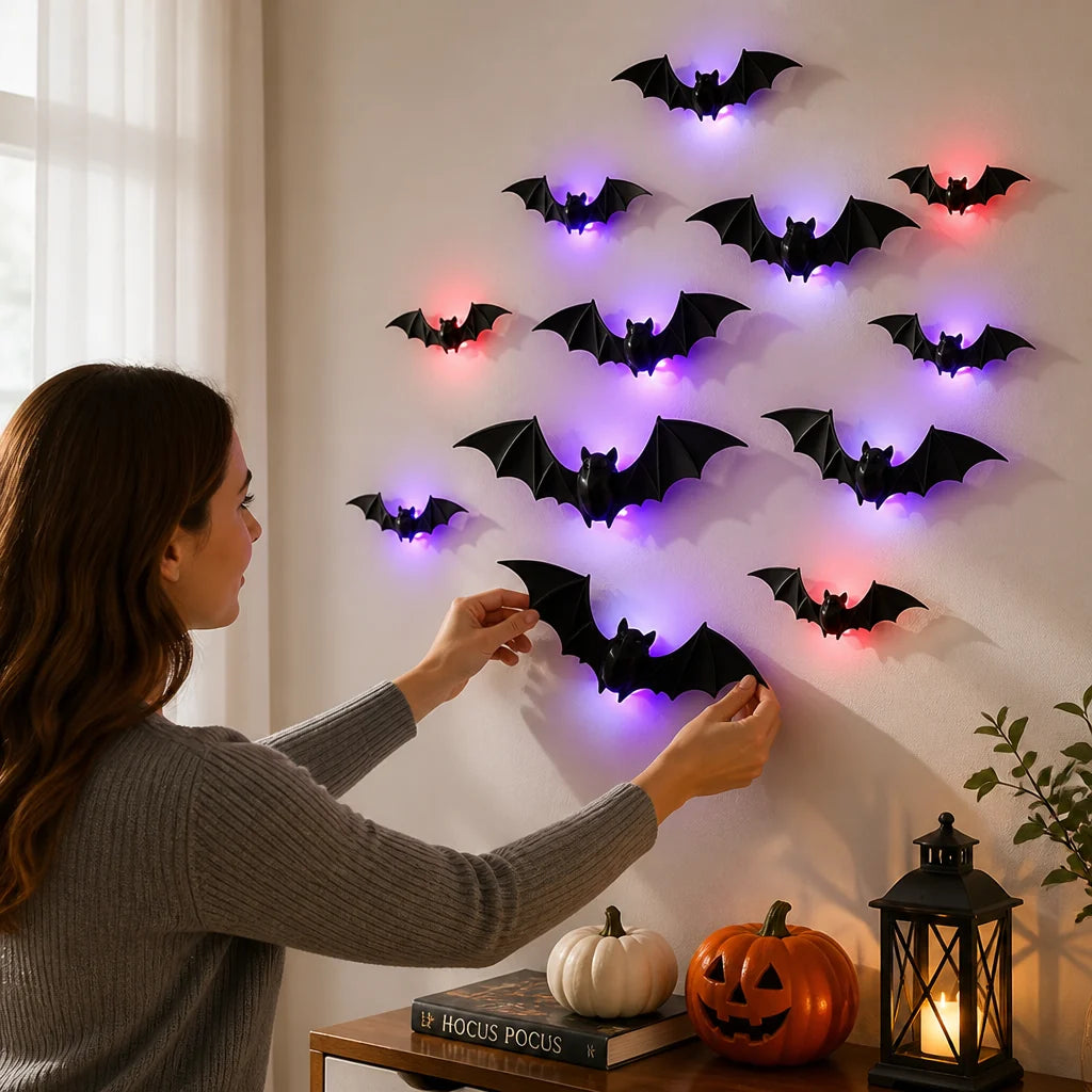 3D Flying LED Self-Adhesive Bat Wall Lamps (Multi-Piece Set)