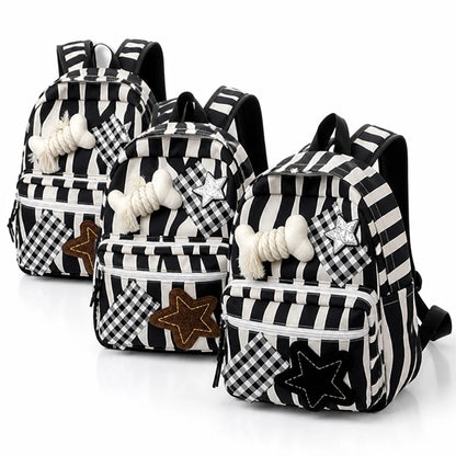 Star & Bone Appliqué Backpack with Multiple Pockets