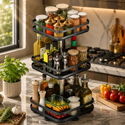 3-tier rotating metal spice rack