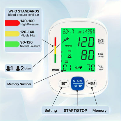 Wrist Blood Pressure Monitor with Backlit Display