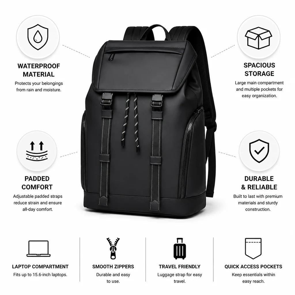 Weatherproof Travel Backpack with Multiple Compartments
