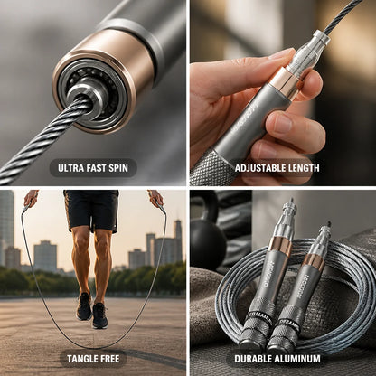 Ultra-fast self-locking jump rope (adjustable length, aluminum handles)