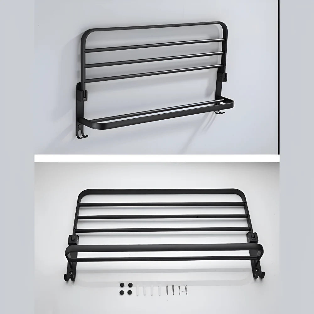 Towel Holder with Hook – 50 cm Black