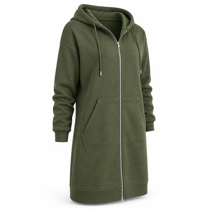 Cotton Blend Fleece Zip-Up Hoodie Tunic