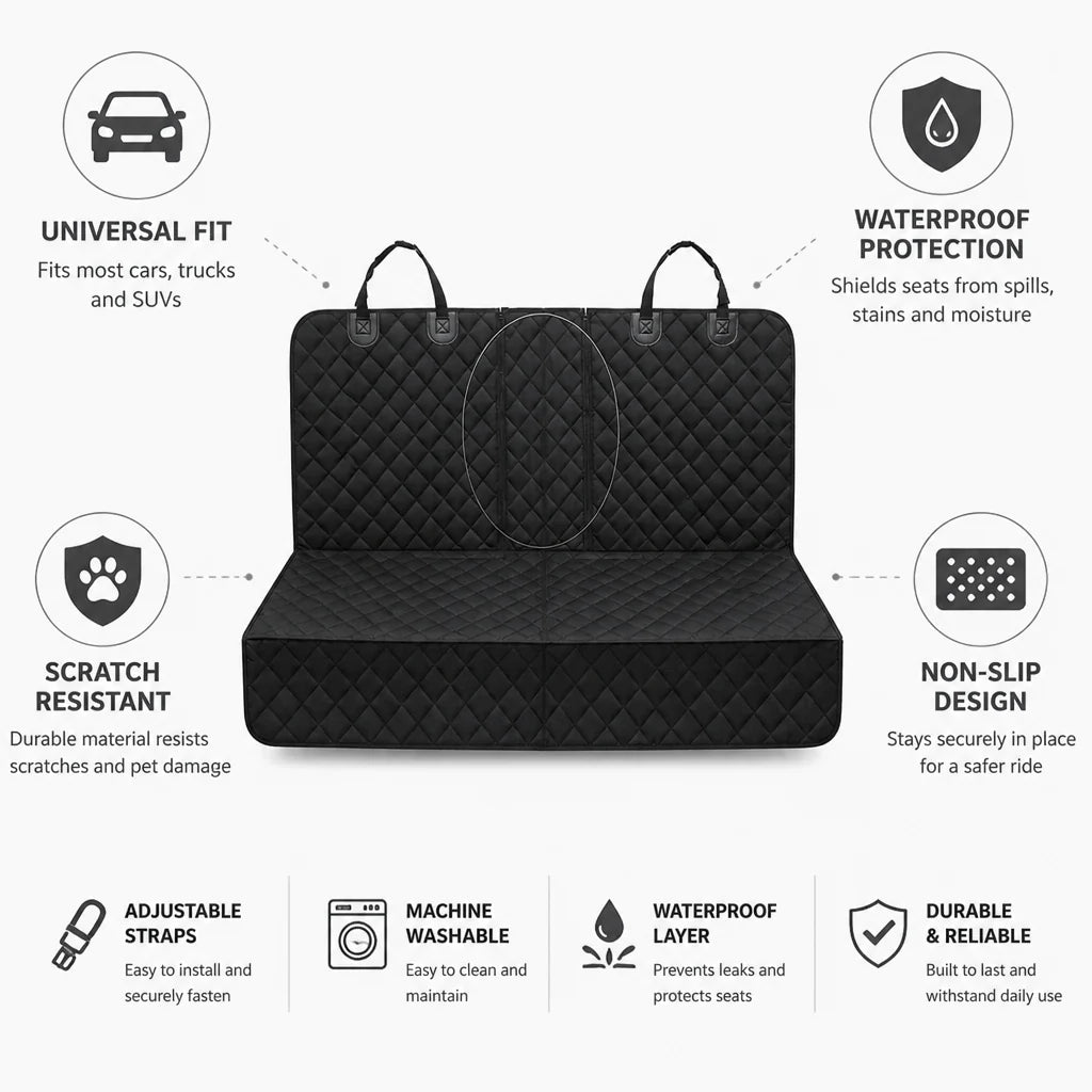 Waterproof, Scratch-Resistant, Non-Slip Car Seat Insert for Pets (Universal Size)