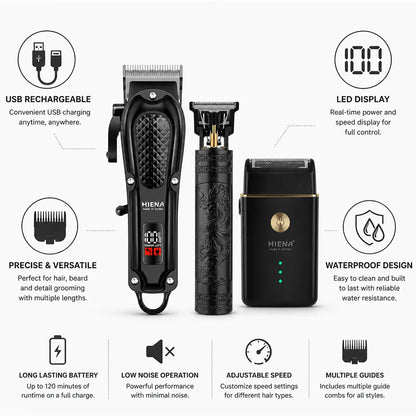 Wireless USB Rechargeable Trimmer Set (3-piece)