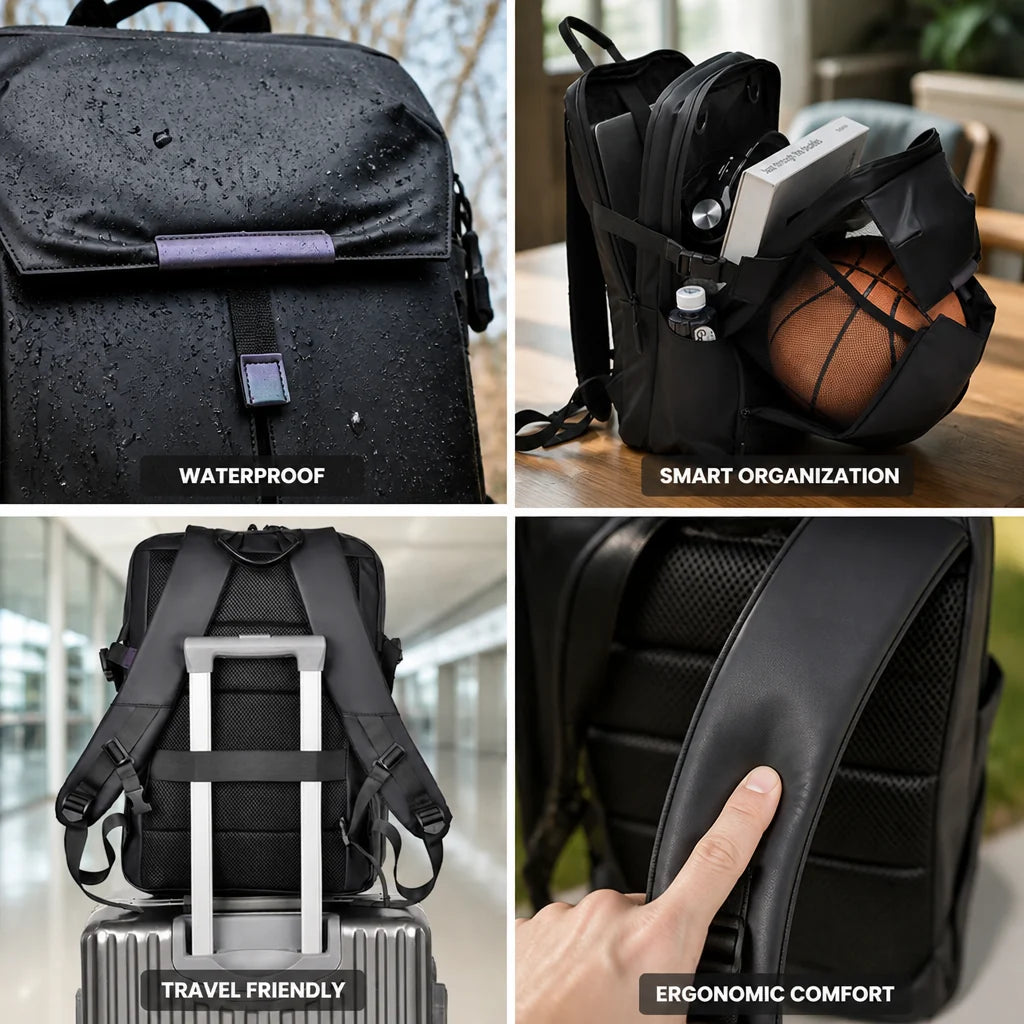 Waterproof Ergonomic Padded Laptop Backpack (Fits 15 Inch / 38 cm)