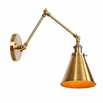 Adjustable Wall Lamp with Swivel Arm in Antique Brass